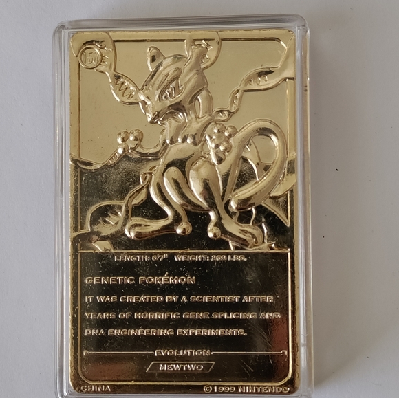 Mewtwo 1999 23 Karat Gold Pokemon Trading Card With COA and Pokemon Ball - Picture 7 of 11